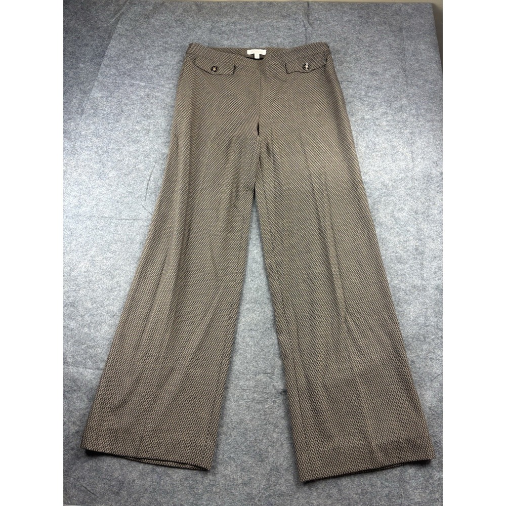 Etcetera Women's 12 Button Front Wide Leg Trouser Pants Geo 90s Classy Old Money